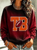 Women'S Football Sports Striped Round Neck Sweatshirt