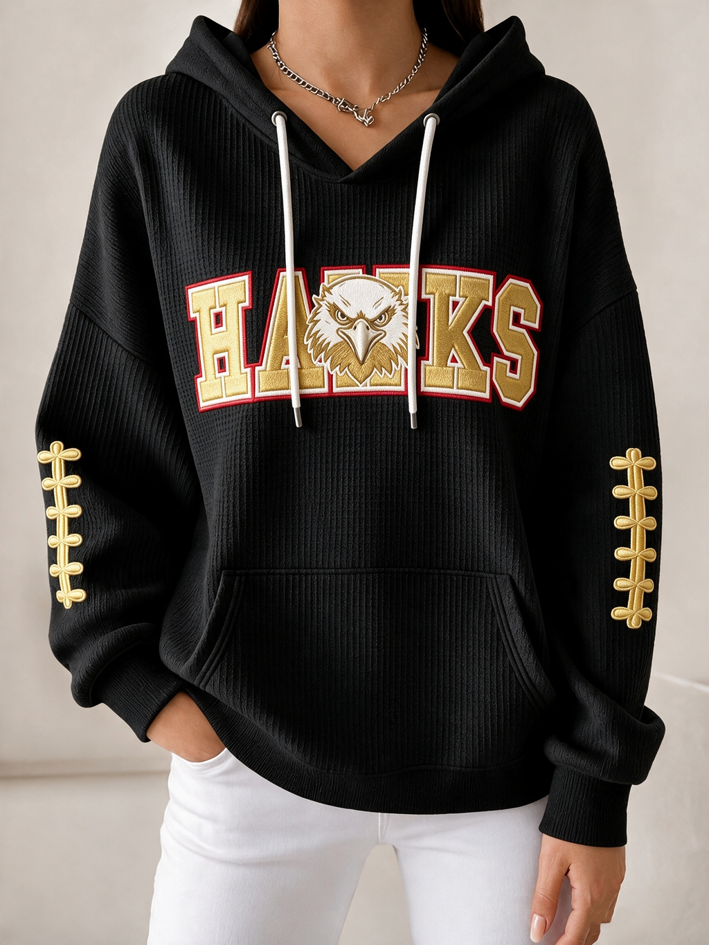 Women'S Football Printed Hooded Sweatshirt