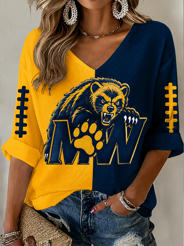 Women'S Football Casual Waffle Top