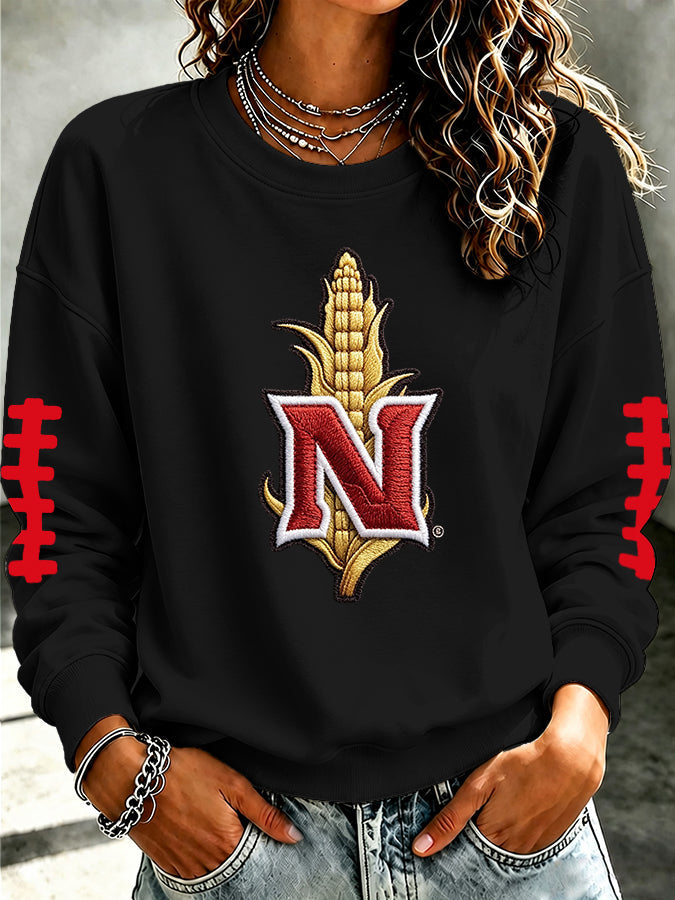 Women'S Retro Football Round Neck Sports Shirt