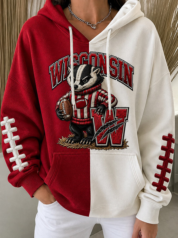 Women'S Football Print Casual  Hoodie