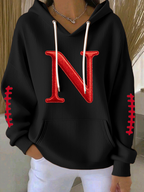 Women'S Football Print Hooded Sweatshirt