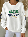 Women's University Football Fans Print Casual Waffle Sweatshirt