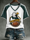 Women'S American Football Printed V-Neck Top