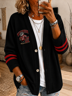 Women'S Football Print  Cardigan