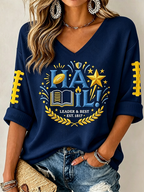 Women'S Football Print Waffle  Top