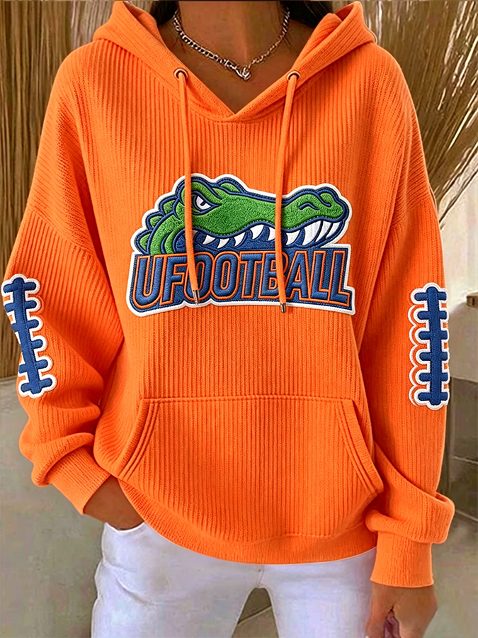 Women'S Rugby Printed Hooded Sweatshirt