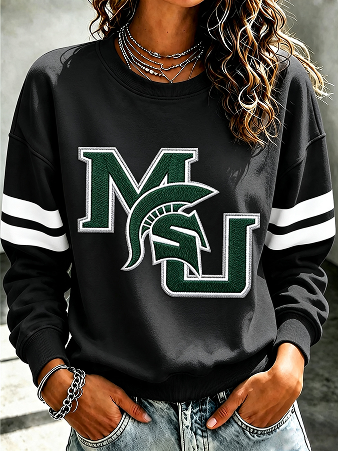 Ladies' Rugby Printed Round Neck T-Shirt