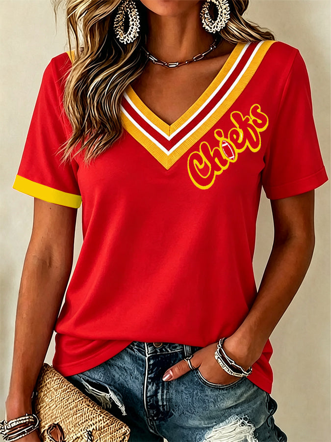 Women's Rugby Print Casual T-shirt
