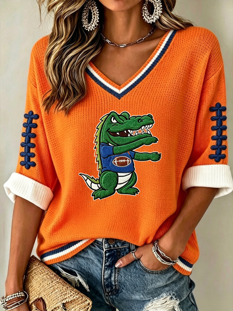 Women's Football Print Waffle Top
