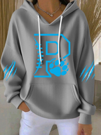 Women's Football Print Casual Hoodie