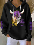Women'S Football Print Hooded Sweatshirt