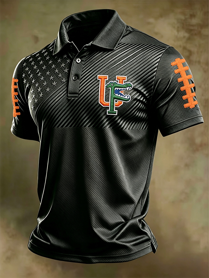 Men'S Retro Rugby Collar Polo T-Shirt