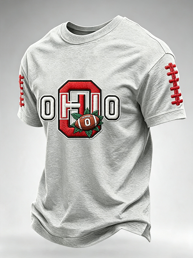 Men'S Rugby Printed Round Neck T-Shirt