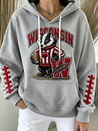 Women'S Football Print Casual  Hoodie