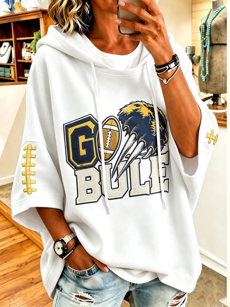 Women'S Retro Rugby Printed Hoodie