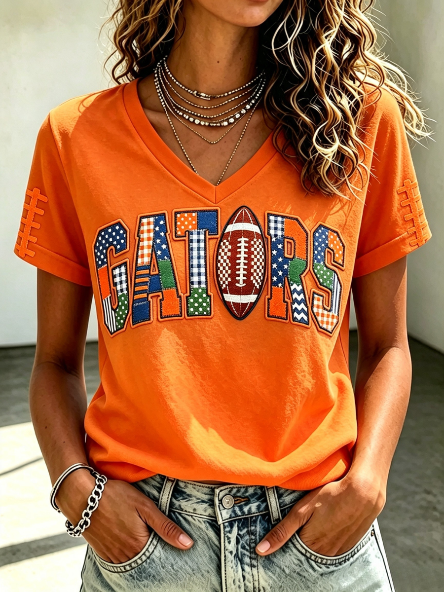 Women'S Football Print Short-Sleeve T-Shirt