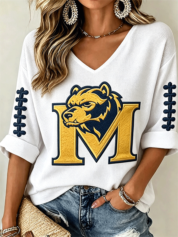 Women's Rugby Print Waffle T-Shirt