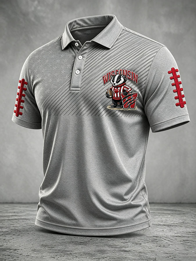 Men's Football Print Casual Printed T-shirt