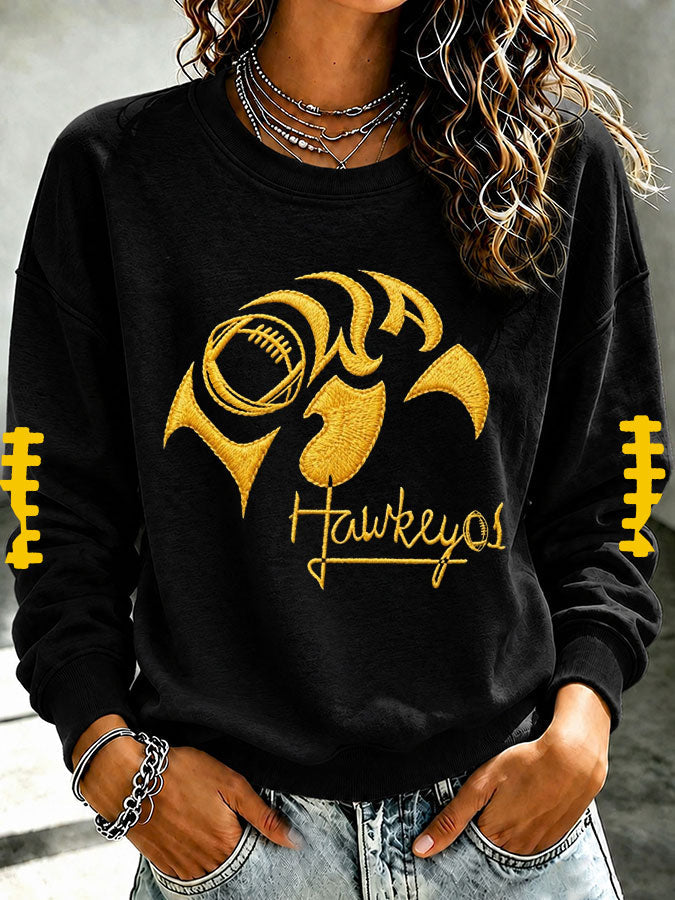 Women'S Retro Football Print Round Neck Sports Shirt
