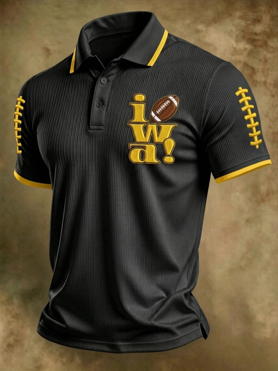 Men'S Football Pattern Retro Polo Shirt