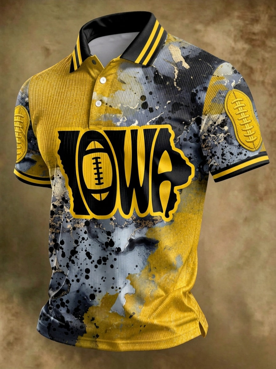 Men'S Football Pattern Retro Polo Shirt