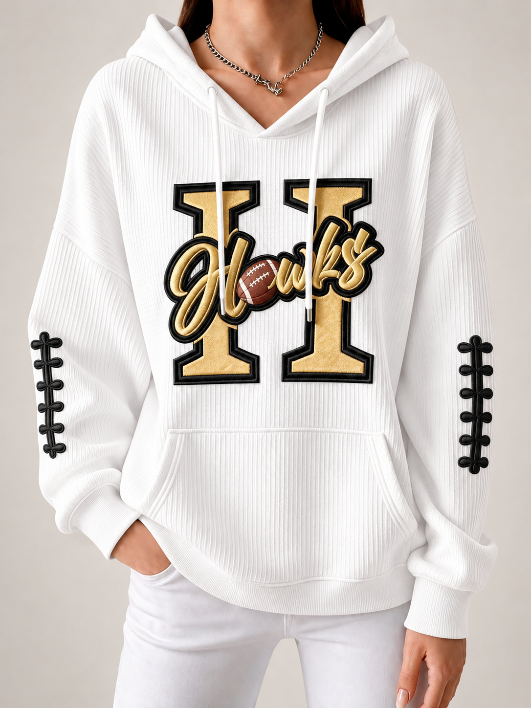 Women'S Football Printed Hooded Sweatshirt