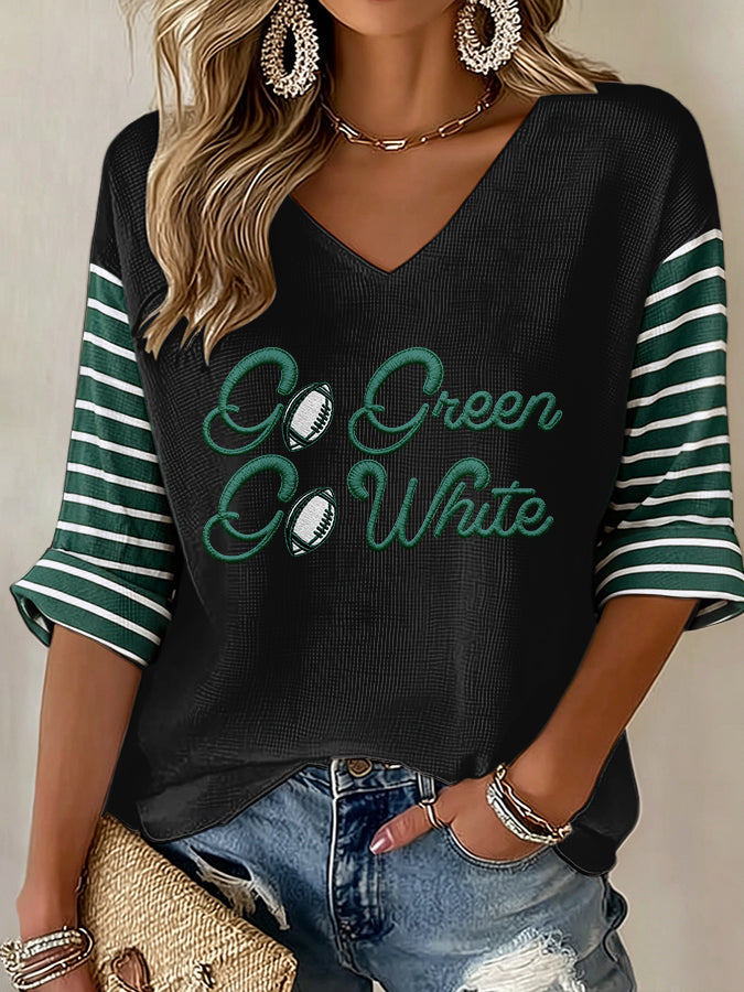 Women'S Football  Print Waffle  Top