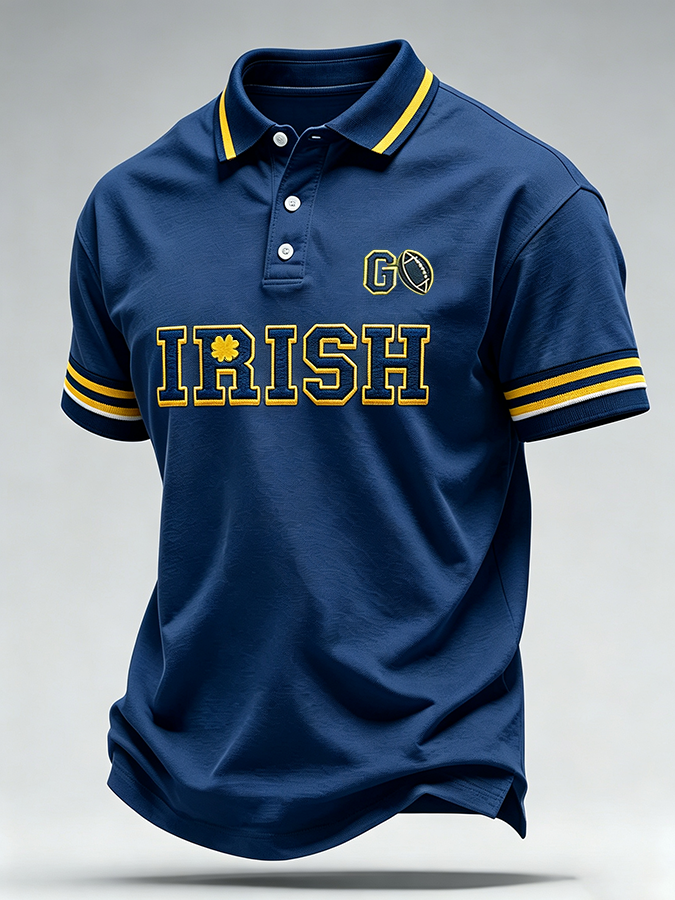 Men'S Retro Rugby Collar Polo T-Shirt