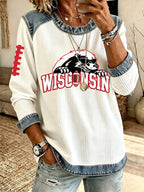 Women'S Rugby Print Long-Sleeved Sweatshirt