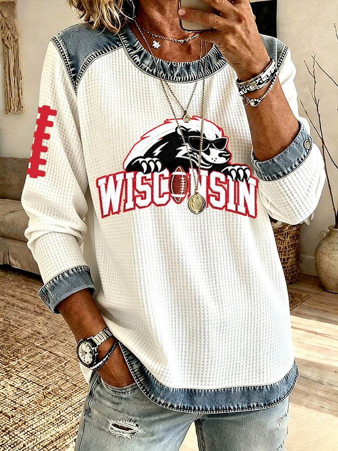 Women'S Rugby Print Long-Sleeved Sweatshirt
