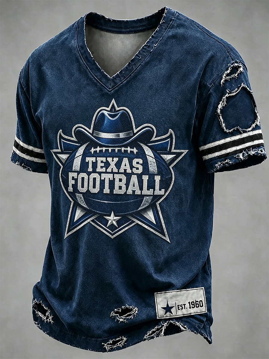 Men'S Rugby Enthusiast V-Neck Short Sleeved T-Shirt