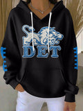 Women'S Football Print Hooded Sweatshirt