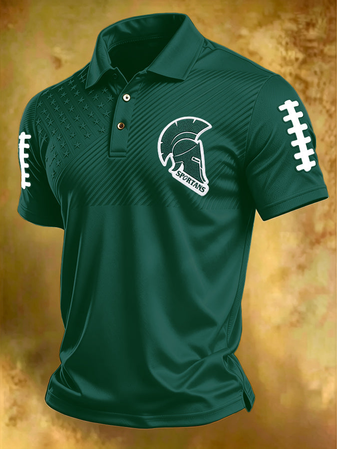 Men'S Football print Polo T-Shirt