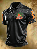 Men'S Retro Football Print Polo T-Shirt