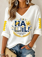 Women'S Football Print Waffle  Top