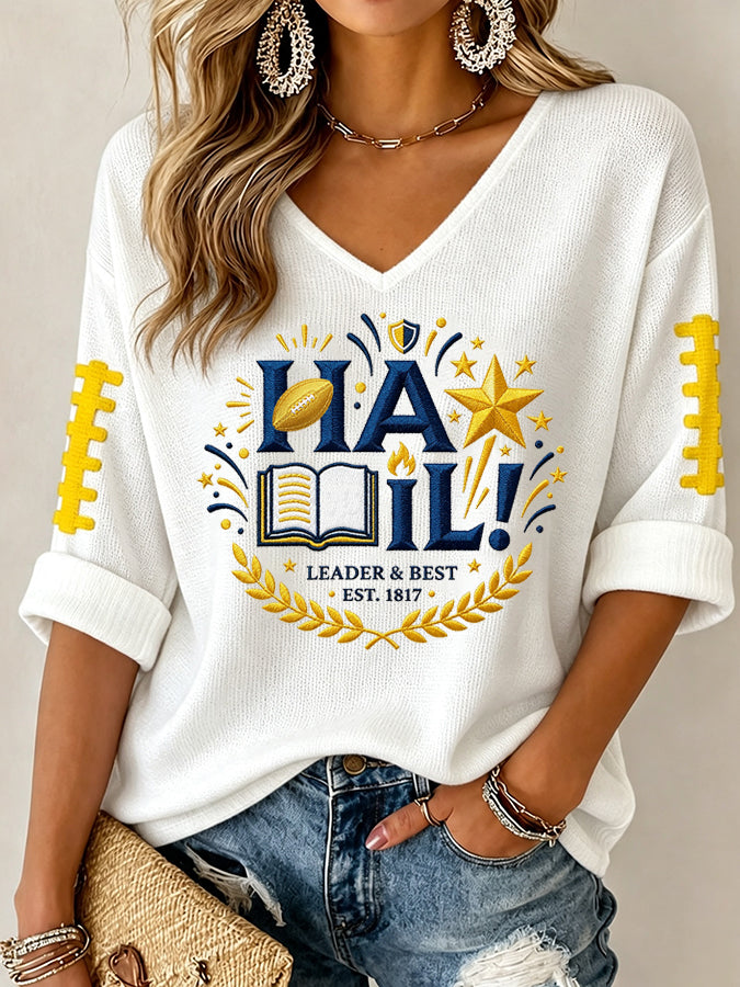Women'S Football Print Waffle  Top
