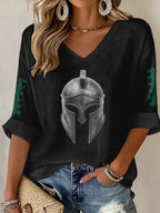 Women'S Football  Print Waffle  Top