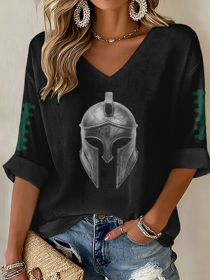 Women'S Football  Print Waffle  Top