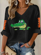 Women'S Football Print Waffle  Top
