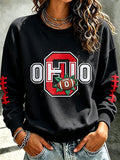 Women'S Embroidered Rugby Round Neck Top
