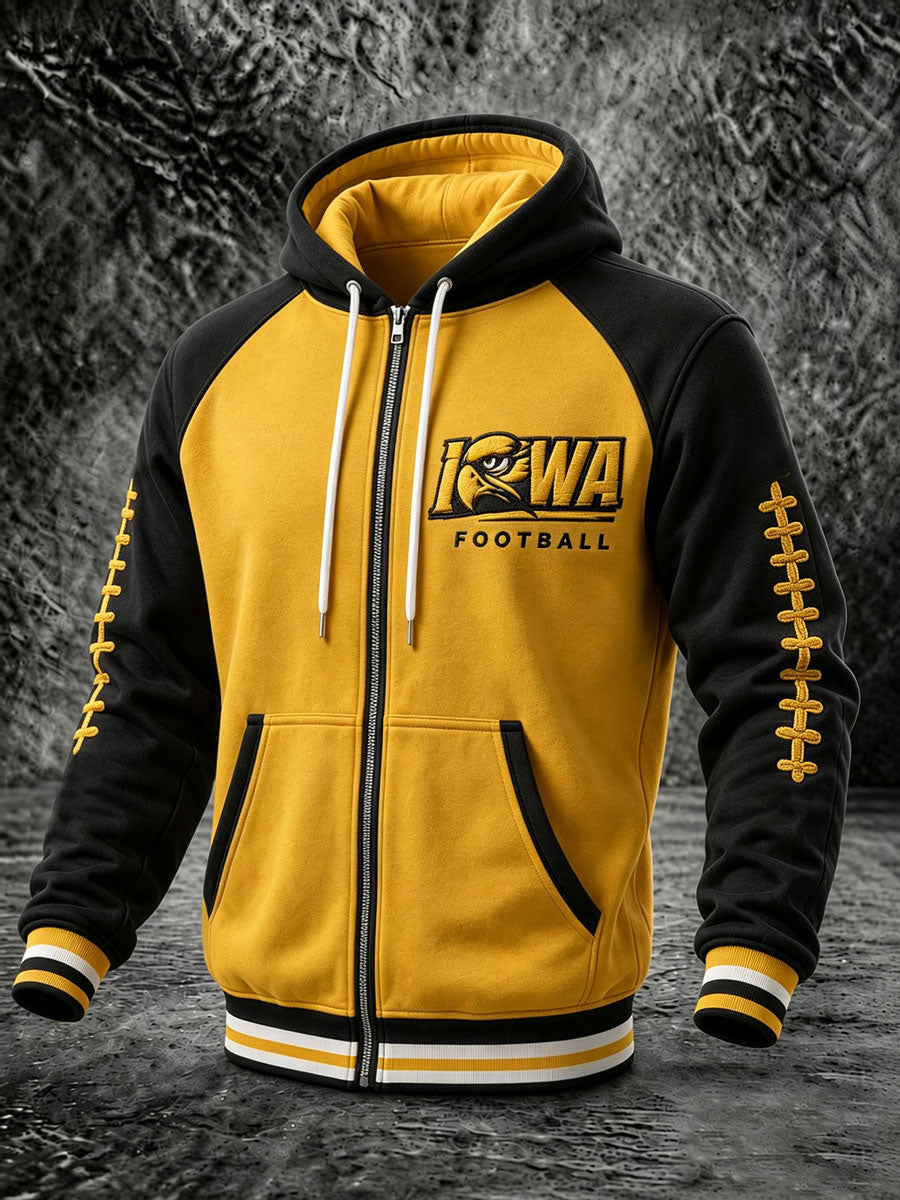 Men'S Sports Football Printed Zipper Hoodie