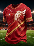 Men'S Football Game Print Casual V Neck T-Shirt