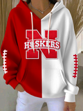 Women'S Football Print Hooded Sweatshirt