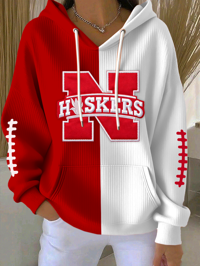 Women'S Football Print Hooded Sweatshirt