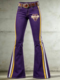 Women'S Football Print Flare Denim Jeans