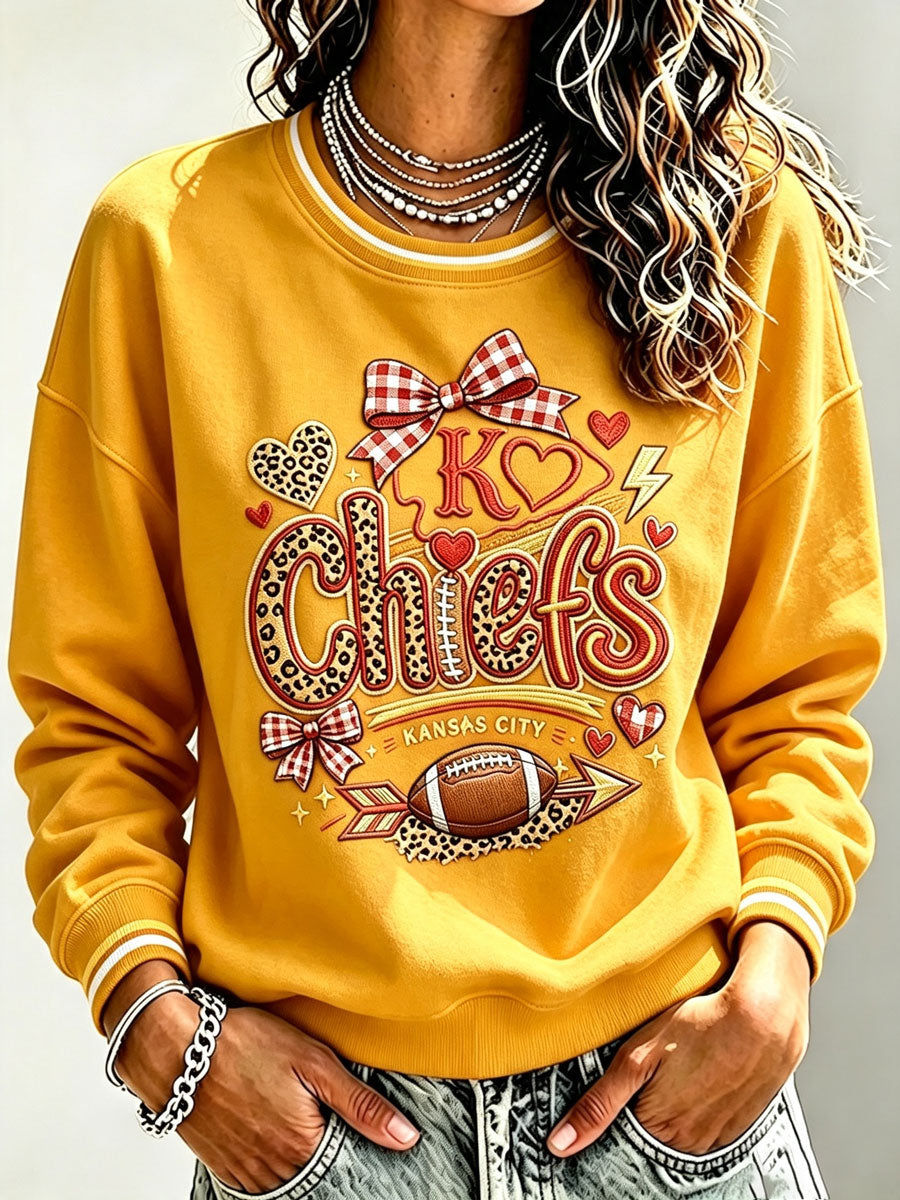 Women's Football Printed Casual Sweatshirt