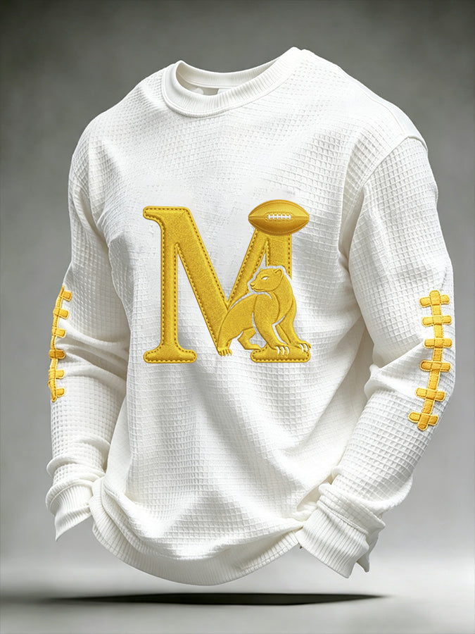 Men'S Football Game Printed Waffle Sweatshirt