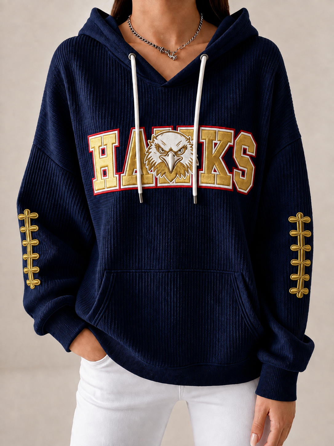 Women'S Football Printed Hooded Sweatshirt