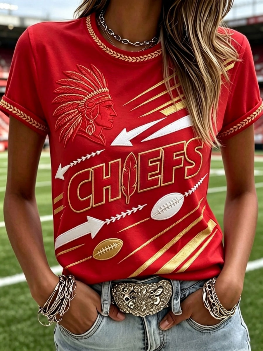 Women's Football Game Print T-Shirt